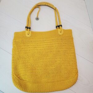 The Sak Yellow Crochet Tote Bag Large Shoulder‎ Bag Boho Hippie